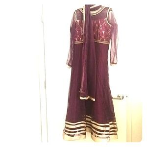Purple Salwar Kameez with Gold Embellishments
